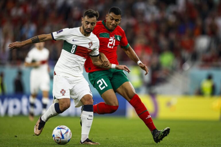 Bruno Fernandes no jogo Portugal x Marrocos, transmitido pela SIC